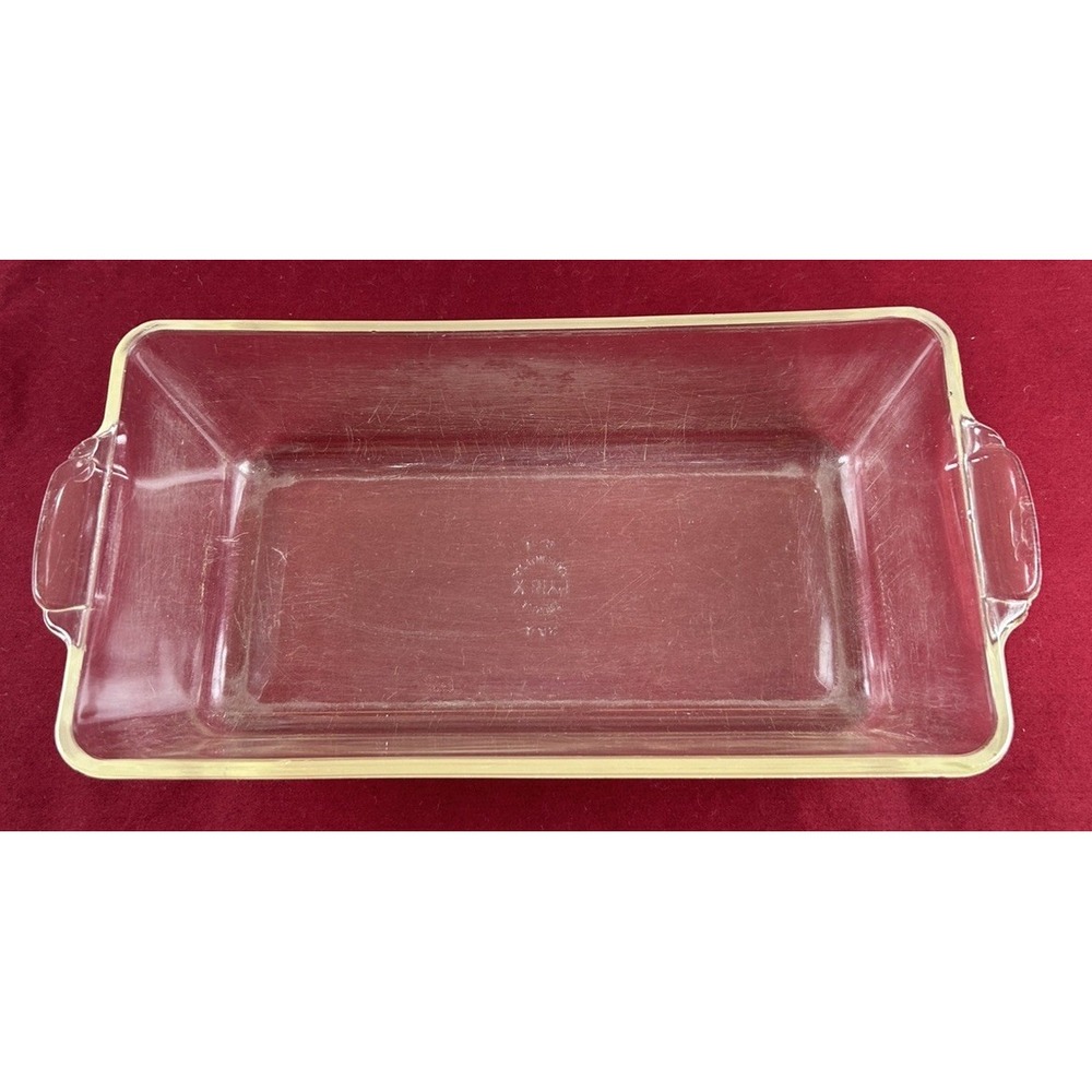 Vintage PYREX 214 Clear Glass Loaf Bread Pan 2.5 Qt TM REG All-Caps USA **READ**